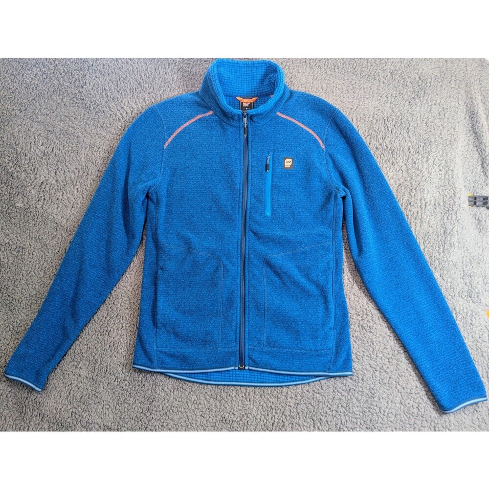 Orage Fleece Jacket Womens S Blue Grid Stretch Full Zip Lightweight